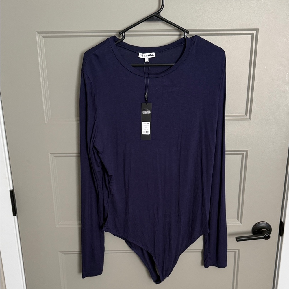 Elegant Navy Long Sleeve Bodysuit